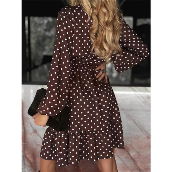 Plus Size Polka Dot Ruffle Hem Mini Dress - Picture 4 of 10
